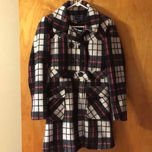 Black and white pea coat